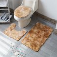 thumbnail image 1 of Xiao Hua Juego de 5 alfombrillas de baño de tres piezas con estampado tie-dye, juego de tres alfombrillas de baño, limpiables y reutilizables, absorbentes de agua, para ducha (camel)., 1 of 5