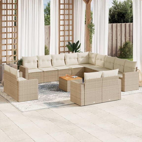 vidaXL Garden Sofa Set Set of 14 Beige