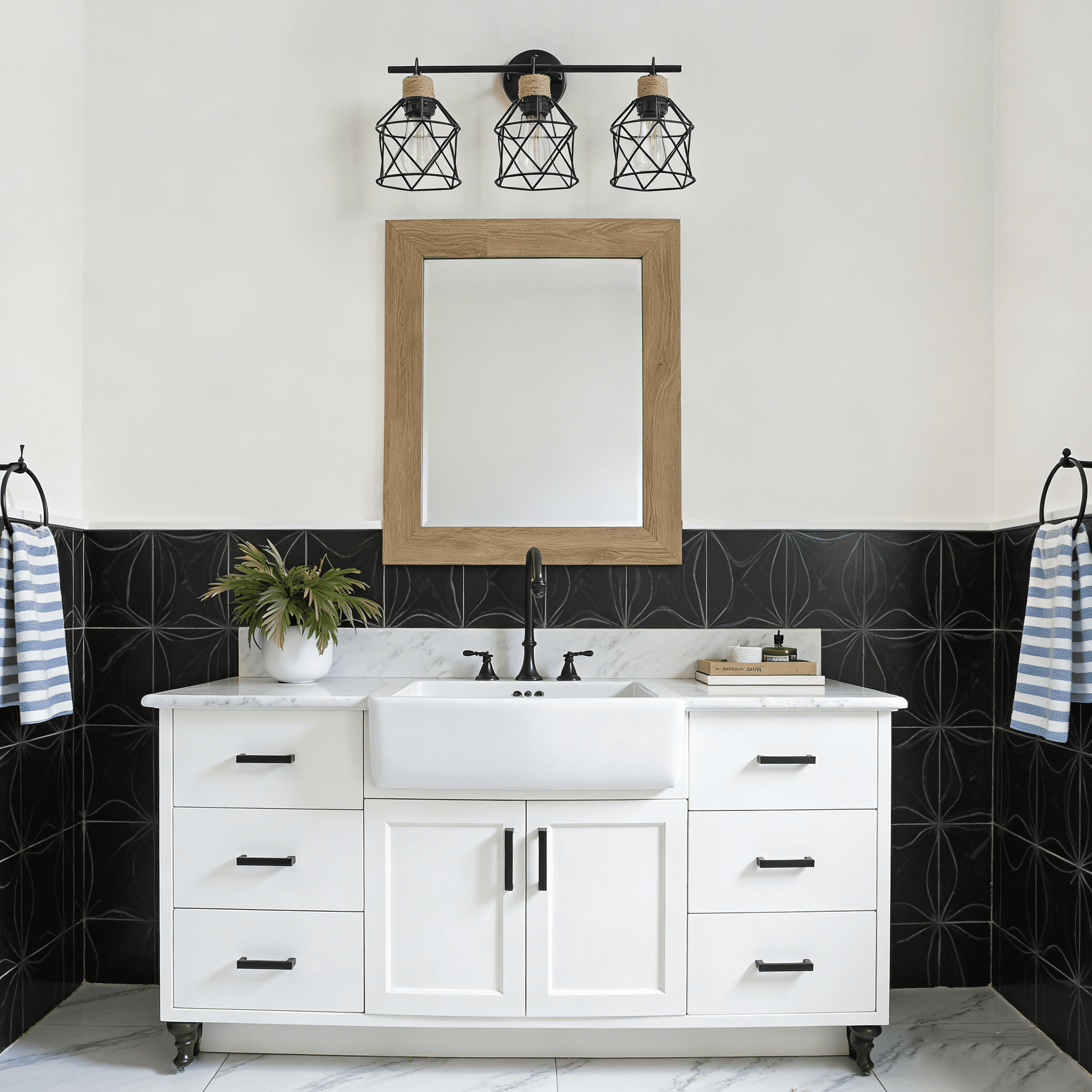 3-Light Matte Black Bathroom Vanity Light Bathroom Lighting Fixtures over Mirror with Metal Shade Modern Farmhouse Vanity Lights