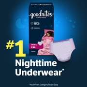Goodnites Girls Nighttime Bedwetting Underwear, Size XXL (120-165 lbs), 24 Count