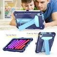 thumbnail image 2 of Dteck Case for Apple iPad mini 6th Generation 8.3-inch (2021),Shockproof Rubber Armor 3-Layer Protection Case Hybrid Hard Kicstand Cover for iPad mini 6,Navy+Blue, 2 of 4