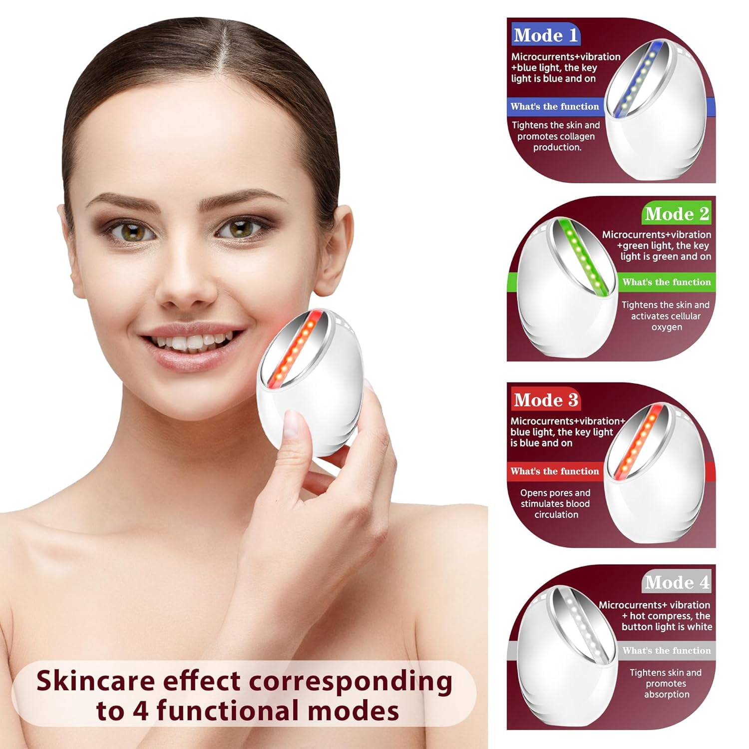 Facial Skin Tightening Device, 6-in-1 Facial Massager Red Light Therapy Beauty Device for Face &Neck Skin Rejuvenation Lifting, Tightening, Infusing, Effective Wrinkle&Puffiness Reduction