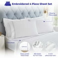 thumbnail image 2 of BNM Three-Line Embroidered Cotton Bed Sheet Set, Twin, White/Silver, 2 of 8