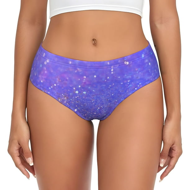 Balery Purple Glitter Ropa Interior de Algodón para Mujer con Dibujo – Braguitas Cómodas y Elásticas, Estilo Clásico-Medium