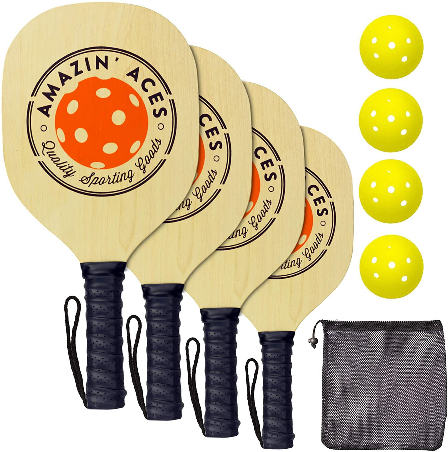 niupipo Wood Pickleball Paddles 4 Pack Wooden Pickleball Set with 1 Carry Bag a 