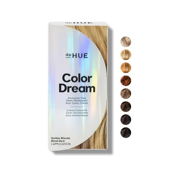 dpHUE Color Dream, Golden Blonde - Ammonia-Free, Demi-Permanent Hair Color - Lasts 16 Washes - Boosts Shine - Cruelty Free, Paraben Free, Sulfate Free, Leaping Bunny Certified - 4 oz