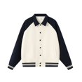 thumbnail image 1 of Heavyweight 380g color-blocked lapel baseball jacket, unisex, autumn/winter preppy style, loose casual button-down cardigan., 1 of 4