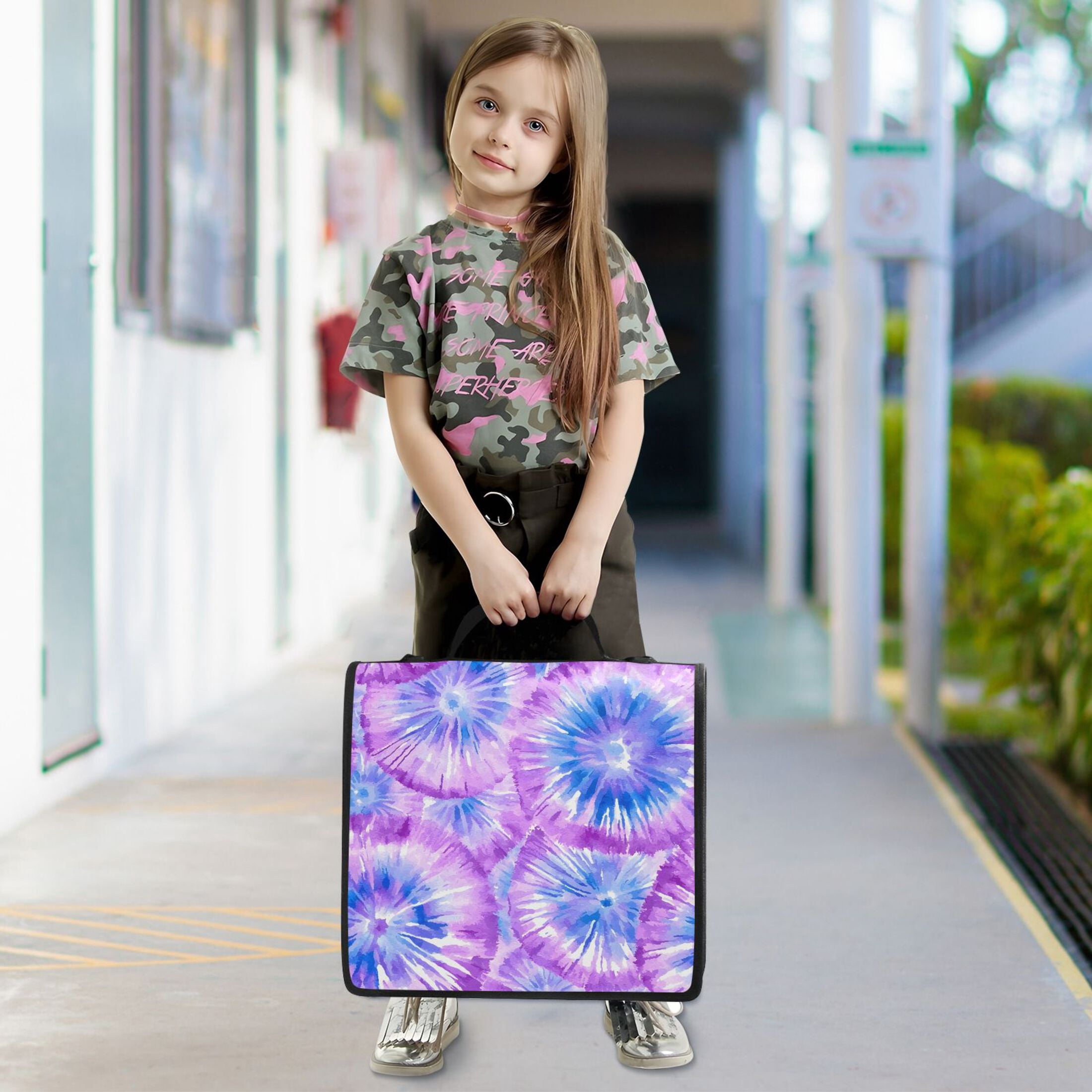 ALAZA Zipper Binder Tie-dye Purple-p2 3 Ring Trapper Keeper File Folder Organizer Bag