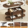 thumbnail image 4 of FABATO 41.7" Oval Lift Top Coffee Table, Fluted Wood Center Table with Hidden Storage, 3 Tier Oblong Tables with Curved Edge, Modern Elliptical Coffee Table for Living Room Reception Room, Walnut, 4 of 6