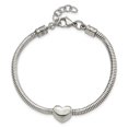 thumbnail image 4 of Stainless Steel Bracelet with station Snake Women's 9.3 mm 7.5 in Polished Heart Bead Chain 1in ext., 4 of 5