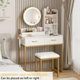 thumbnail image 6 of VEANERWOOD Makeup Vanity with Round Mirror and Lights, White Vanity Makeup Table with Charging Station, Small Vanity Table for Bedroom, 3 Lighting Modes, 31.5in(L), 6 of 7