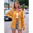 thumbnail image 6 of Womens Button Down Shirts Cotton Long Sleeve Oversized Boyfriend Blouses Collared Dress Tops with Pockets Turmeric XL, 6 of 8