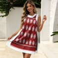 thumbnail image 4 of OIOLOYJM 2 Piece Sets for Women Casual Dress Boho Vintage Print Side Split Sleeveless Crew Neck Tank Top and Elastic Waist Shorts Comfy Lounge Vacation Travel Outfits with Pockets Wine L, 4 of 7