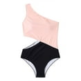 thumbnail image 2 of Inadays Women's One Piece Swimsuits One Shoulder Bathing Suits Asymmetric Swimwear Waist Cutout Monokinis, Pink Black, XL, 2 of 8