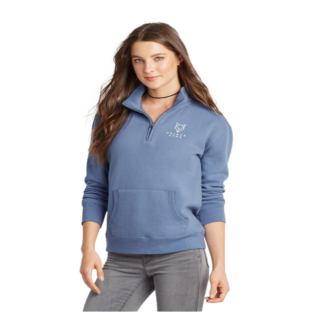 Aeropostale - Sudadera con cremallera de 1/4 para mujer, azul, extra pequeña Aeropostale Camisa de entrenamiento