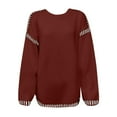 thumbnail image 5 of RMGVDSD Women's Fall Winter Knit Sweater Solid Color Long Sleeve Cozy Crew Neck Pullover Sweaters Top Fashion Winter Clothes Sweater /Red, 5 of 5