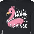 thumbnail image 4 of Inktastic Glam Pink Flamingo with Pearls Long Sleeve T-Shirt, 4 of 5