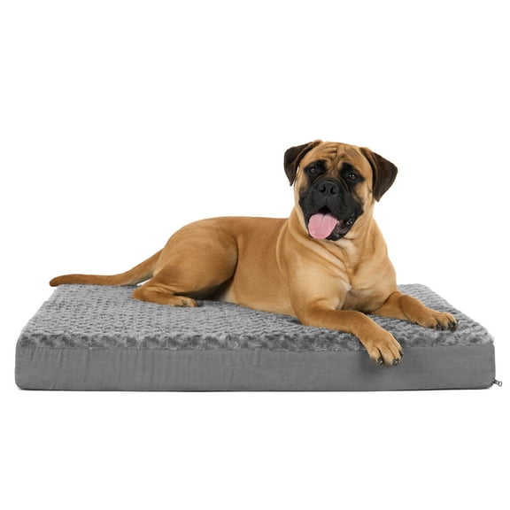 FurHaven Ultra Plush Orthopedic Deluxe Mattress Pet Bed for Dogs & Cats - Gray, Jumbo