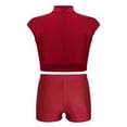 thumbnail image 2 of YONGHS Kids Girls 2 Piece Ballet Dance Gymnastics Sports Tracksuit Sequins Crop Top with Shorts Set Burgundy 12, 2 of 7