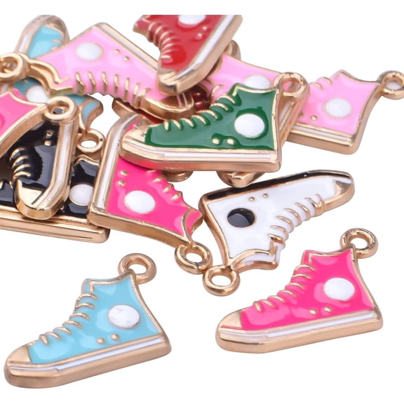 21pcs  Alloy Shoes Charms Enamel Cute High-Top Sneaker Shoes Pendants Charms for DIY Earrings Bracelet Necklace Jewelry Making Accessories,7 Colors