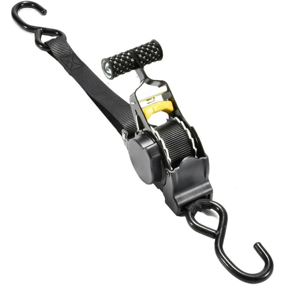 Ratchet Tie Down Straps - Auto Retractable Ratchet Straps Heavy Duty 1500lbs with S Hooks, for Securing Cargo Luggage Motorcycle Truck Boat, 3.3m, Black