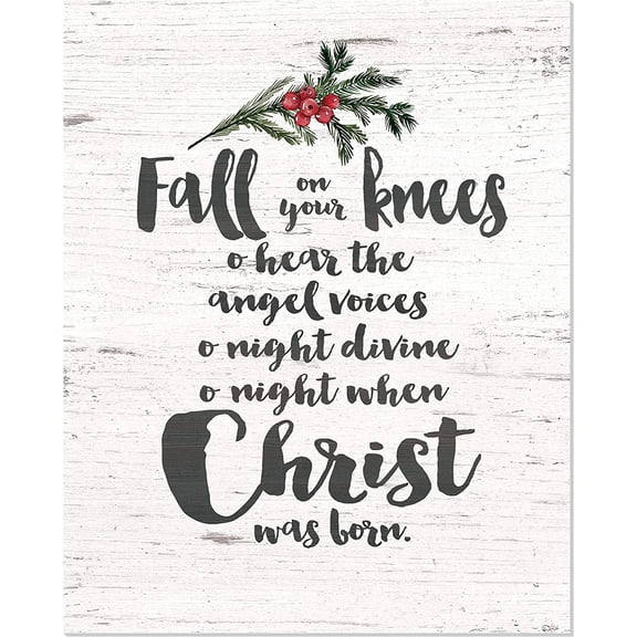 Fall On Your Knees O Holy Night Rustic Wood Wall Sign 12x15