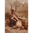 thumbnail image 2 of Johannes Adam Simon Oertel 14x18 Gold Ornate Wood Frame and Double Matted Museum Art Print Titled - Indian Brave Rejoicing Over Slain Bear (1883), 2 of 4
