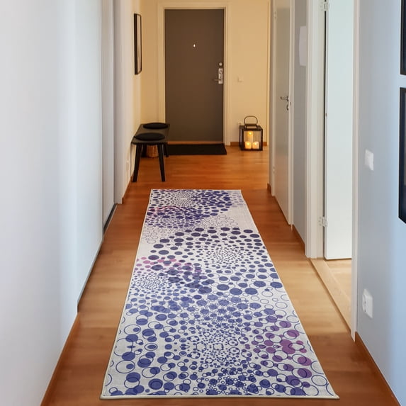 Abstract Decorative Rug, Modern and Cool Design Surreal Dots Like and Circled Design Art, Quality Carpet for Bedroom Dorm and Living Room, 6 Sizes, Dark Violet, by Ambesonne