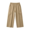 thumbnail image 6 of OGLCCG Cargo Pants for Girls Size 7-8,Wide Leg Elastic Waist Cargo Athletic Pants with Multi Pockets Khaki, 6 of 8