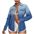 thumbnail image 2 of LOVZFMLL Jackets for Women's Denim Solid Color Fashionable Short Washed Jacket Top, 2 of 6