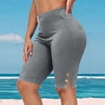 thumbnail image 2 of GigrtiJin Women's Plus Size Shorts Stretch Waist Yoga Athletic Shorts Knee Length Solid Color Slimming Shorts with Pockets, 2 of 5