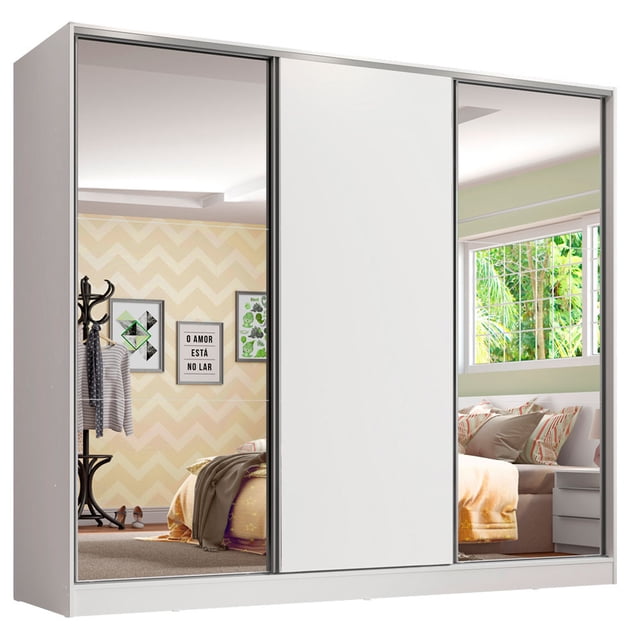 Ropero Closet Madesa Royale 3 Puertas 2 Espejo Blanco