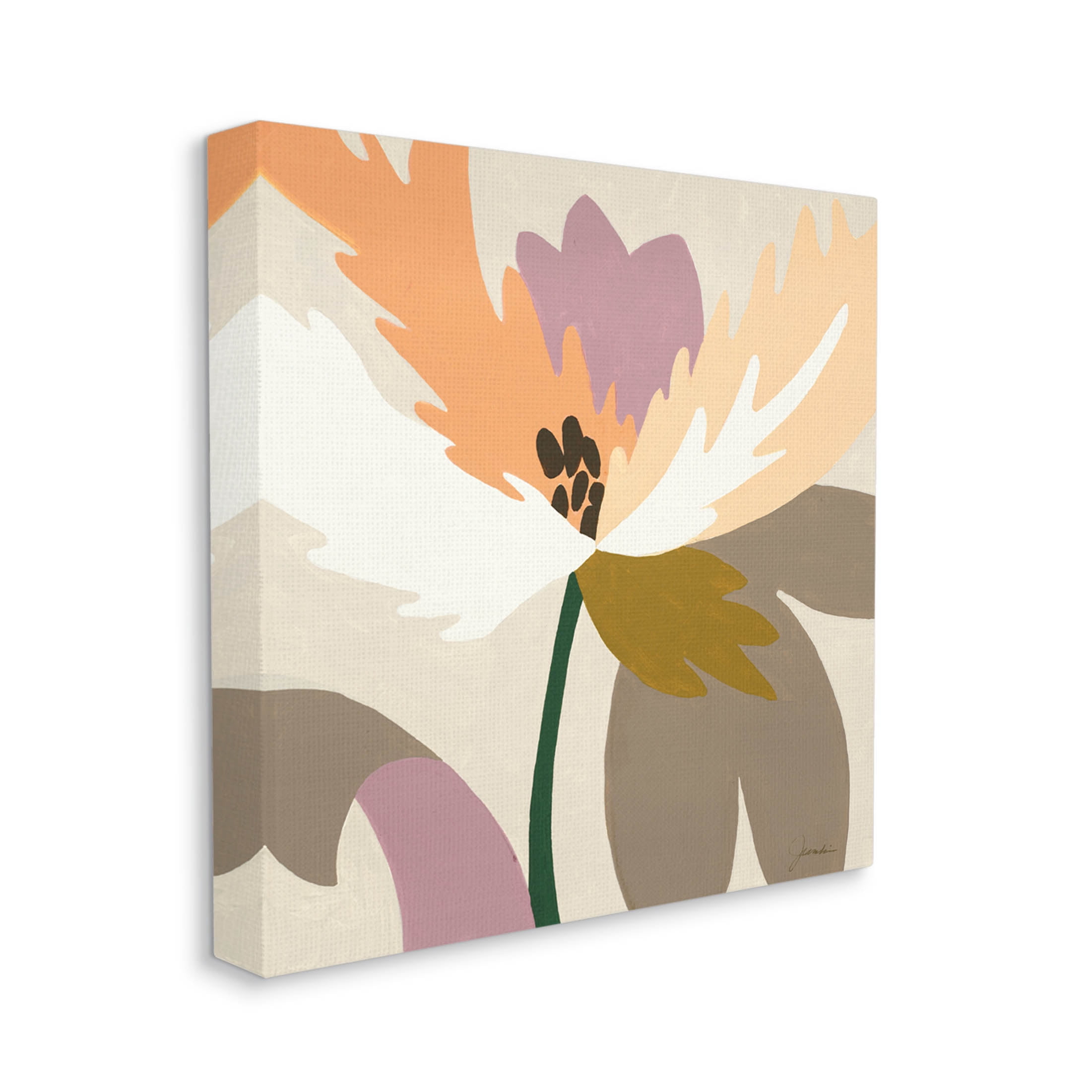Stupell Industries Geometric Flower Petal Shapes Graphic Art Gallery Wrapped Canvas Print Wall Art, Design by Liz Jardine