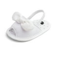thumbnail image 5 of Infant Baby Girls Summer Bow Knot Sandals with Flower Soft Sole Newborn Toddler First Walker Crib Dress Non Slip Flats Beach Shoes (3-6 Months, White), 5 of 8