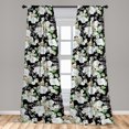 thumbnail image 4 of Ambesonne Retro Floral Curtains, Jasmine Rose Flowers, Pair of 28"x95", Sea Green Pastel Brown, 4 of 5