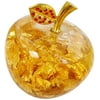 Eastjing Crystal Apple Figurine Glass Paperweight with Filling Gems Gold Feng Shui Statue Collectible Artificial Apple for Home Decorations Office Gifts