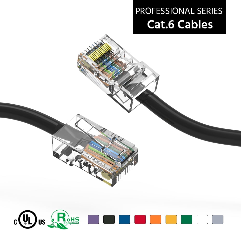 15 Ft Cat6 UTP Ethernet Network Non Booted Cable Black Patch Cables 10 Pack