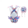 thumbnail image 4 of Toddler One Piece Swimsuit Swim Cap Set Girl Bow Ruffle Swimwear Bathing Suit-2pcs/set(Little Girls),7-8 Years, 4 of 5