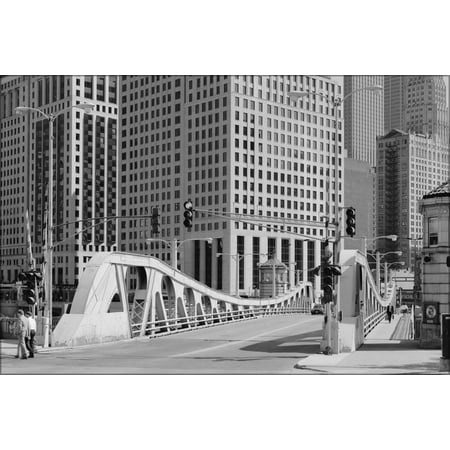 24"x36" Gallery Poster, Chicago River Bascule Bridge, Franklin Street, 1987