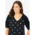 thumbnail image 5 of Woman Within Plus Size Elbow Sleeve V-Neck Baseball Tee, 5 of 6