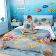 thumbnail image 3 of Manfei Cartoon Diving Capybara Twin Bedding Sets for Kids Boys and Girls, Underwater Coral Fish Bedding Comforter Set, Polka Dots Reversible 7-Piece, 3 of 6