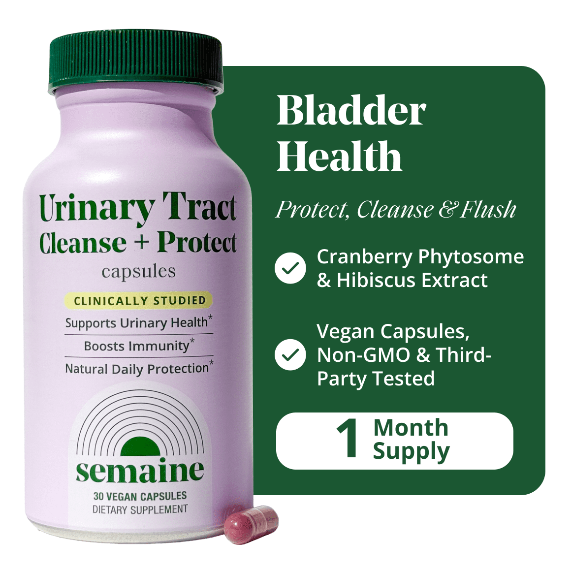 Semaine Urinary Tract Cleanse & Protect 30 Ct. – Bladder Health & Immunity Boost – Cranberry Phytosome