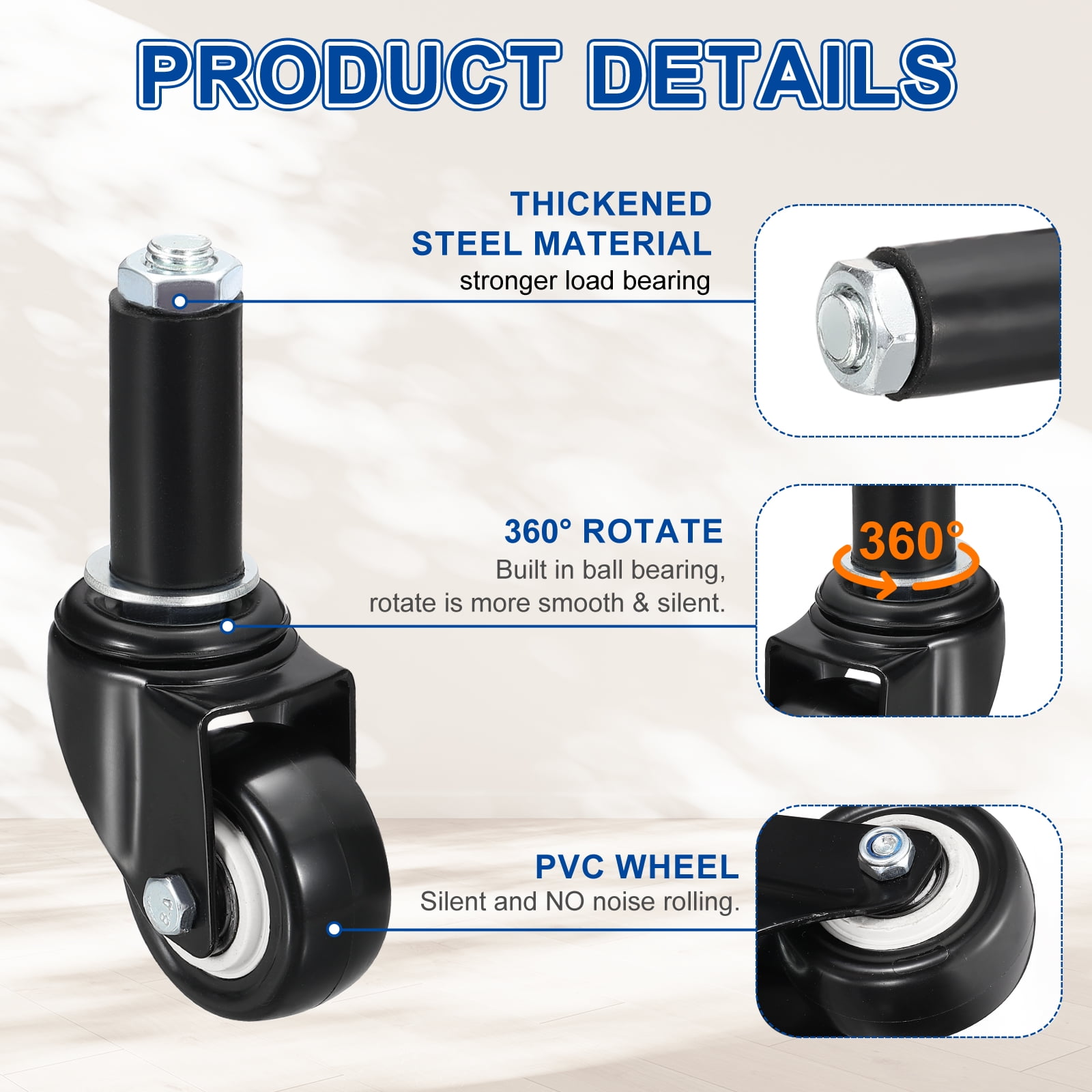 Uxcell 2pcs Prep Table Caster Wheels (1.5 Inch) - Heavy Duty Swivel Expanding Stem Casters for Commercial Kitchen Prep Tables Utility Cart Furniture Legs Worktable