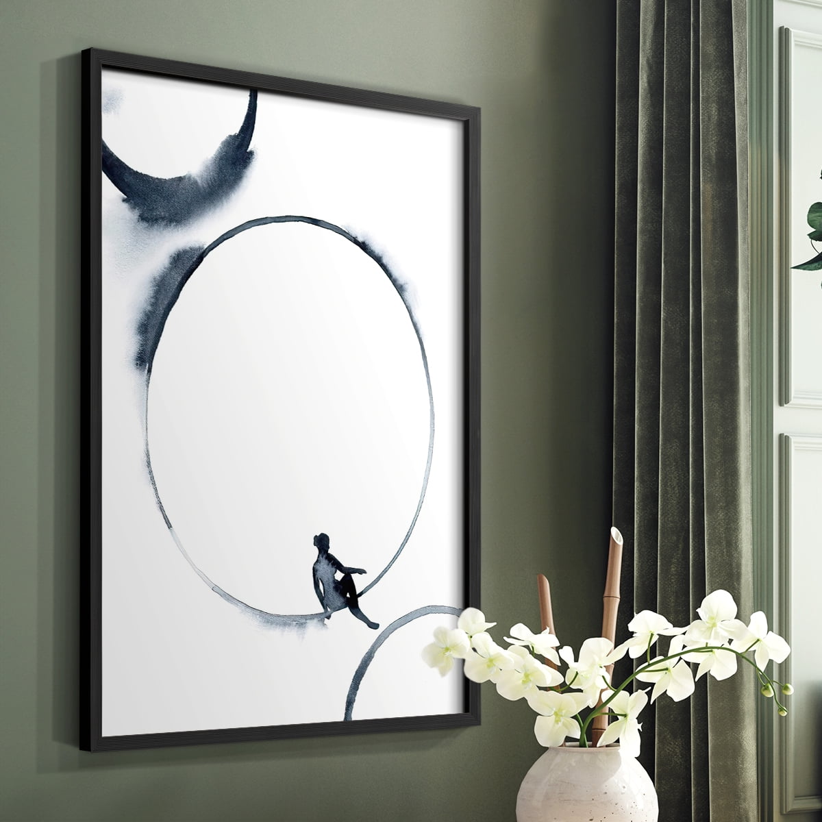 Woman in the Moon I Framed Print - Solid Wood in Single Picture Frame Solid Wood 2 Framed Print