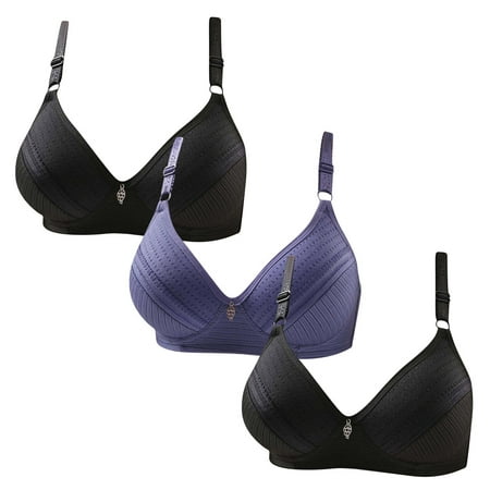 Gnurob Womens Plus Size Bralettes With Support  3 Pack No Underwire Padded Bra Lace Push Up Brassiere Comfort Breathable Bras Hide Back Fat Bralette for Women Clearance Saving A02-Black X-Large