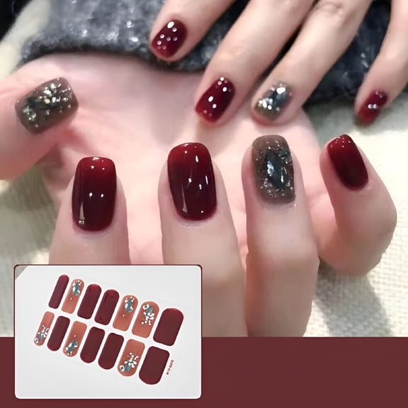 RAGUPEL Semi Cured Gel Nail Strips, Full Nail Wraps with Vibrant Colors, Long Lasting DIY Manicure Kit for Home and Salon