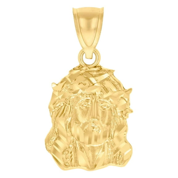 10k Yellow Gold Mens Jesus Religious Charm Pendant 24.6x13.5mm Wide Necklace for Men - 1.5 Grams