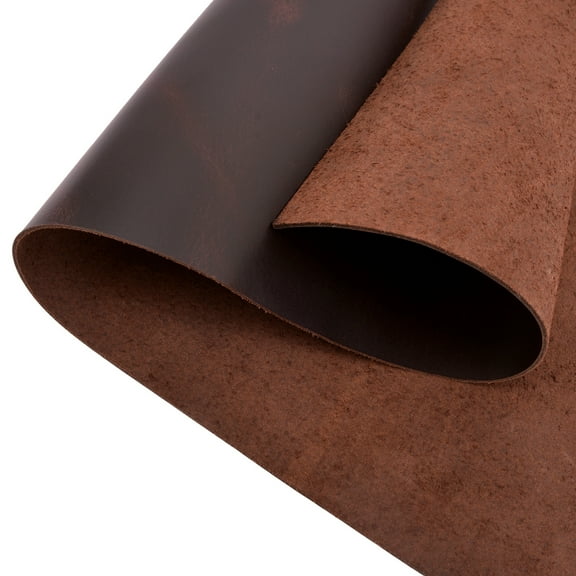 5/6 OZ Oil Wax Cowhide Tooling Leather Genuine Leather Hide Skin Pre-Cut in Brown