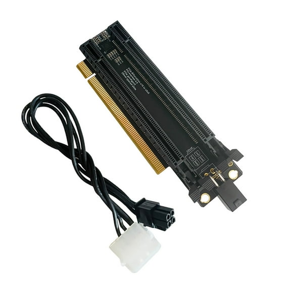 PCIe-Bifurcation x16 to x8x8 PCIE4.0 x16 1 to 2 Gen4 Card /4P Power Port Split Card Expansion Adapter for PC