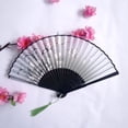 thumbnail image 1 of Abanico plegable antiguo para mujer, abanico de tela de seda de bambú, abanico plegable portátil, abanico de regalo, abanico pequeño, 1 of 5
